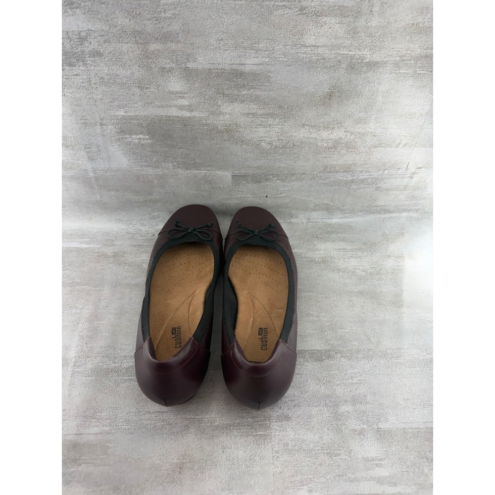Clarks Collection Burgundy Leather Cushion Soft Ballet Flats Shoes Sz 6.5M - Picture 6 of 11